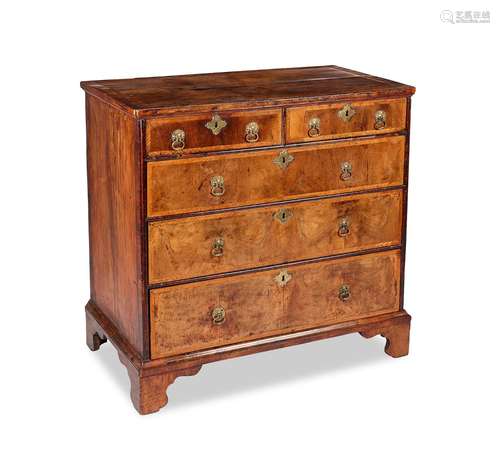 A Queen Anne walnut and featherbanded chest