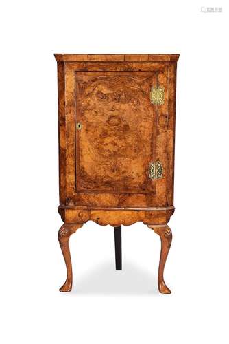 A George I and later burr walnut and mahogany banded corner ...