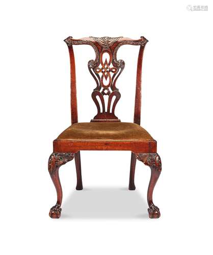 A George III Irish carved mahogany side chair