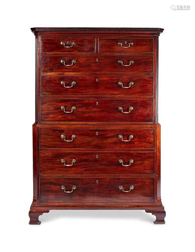 A small George III mahogany chest on chest