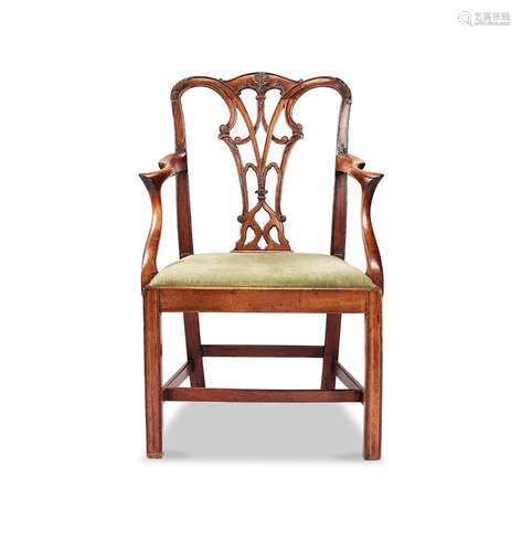 A George III Chippendale style open armchair