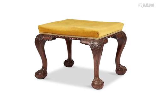 A George III style carved mahogany stool, circa 1900