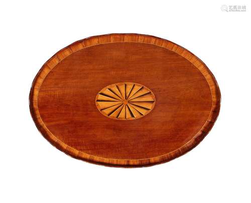 A large George III satinwood and sycamore marquetry oval tra...