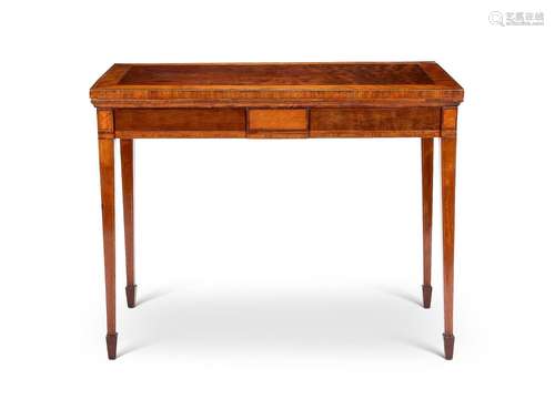 A George III figured purplewood, satinwood and tulipwood ban...