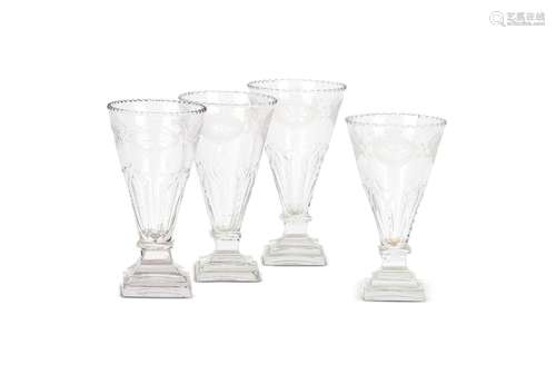 A set of four unusual Georgian jelly glasses, probably Irish