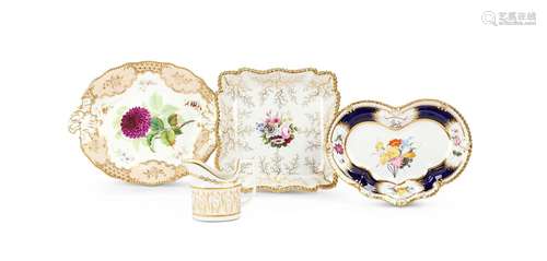 Two Chamberlains Worcester dessert dishes, an H & R Dani...