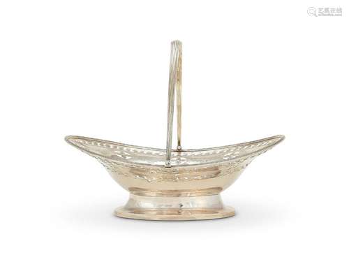 A George III silver oval swing-handled cake basket by John E...