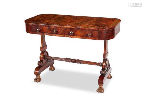 A Regency mahogany, rosewood crossbanded and brass marquetry...