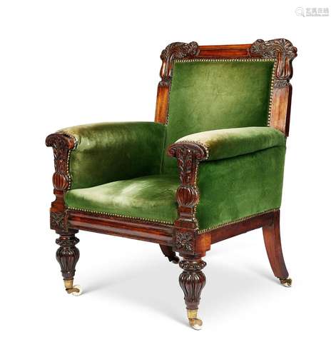 A George IV carved rosewood library armchair the design by J...