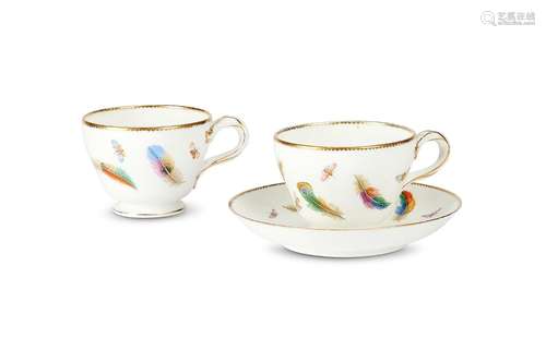 A mid 19th century Minton trio of two tea cups and a saucer ...