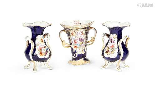 A pair of 19th century H & R Daniel vases and a vase att...