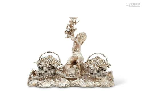 A Victorian cast silver-plated novelty inkstand, circa 1852