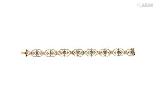 An Edwardian gold articulated bracelet inset with sapphires ...