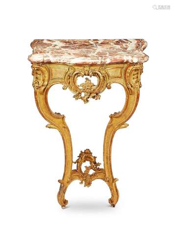 A small mid-18th century South German carved giltwood serpen...