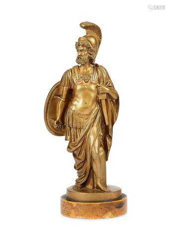 A 19th century French gilt bronze standing figure of Mars by...