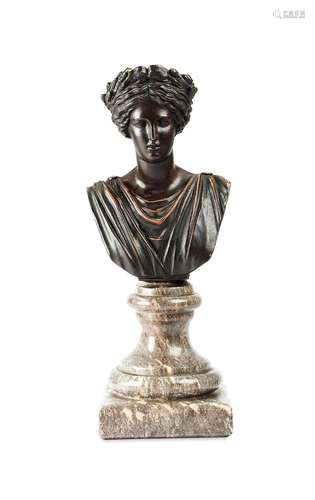 A late 19th century Austrian bronzed terracotta bust of a cl...