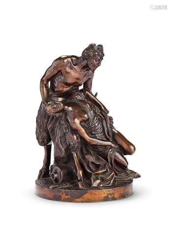 An 18th century French patinated bronze figural group of Bac...