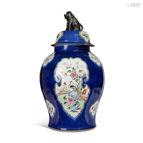 A large mid 18th century Qianlong period blue decorated Chin...