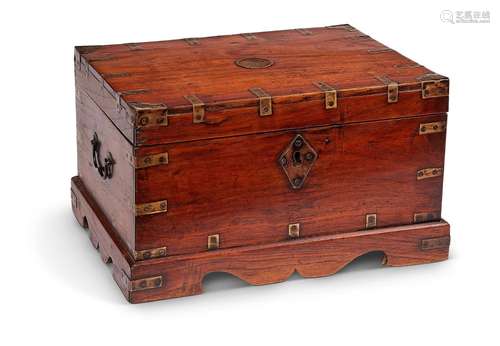 A 19th century Chinese teak and brass bound box