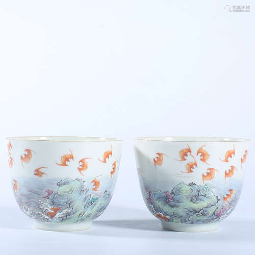 A pair of Qing Dynasty Yongzheng pastel cups