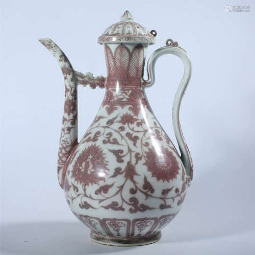 Glazed red wine pot in early Ming Dynasty