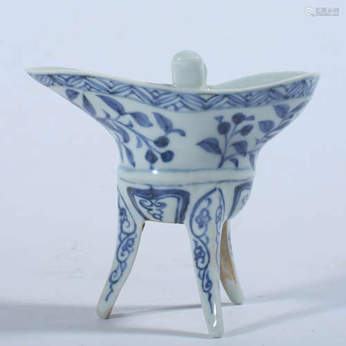 Yuan Dynasty blue and white Jue cup