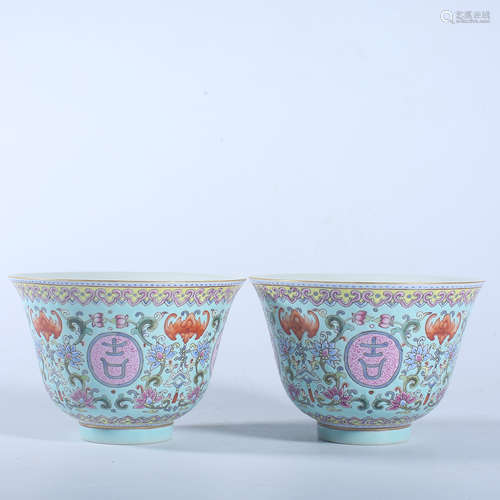 A pair of Qing Dynasty Qianlong pastel cups