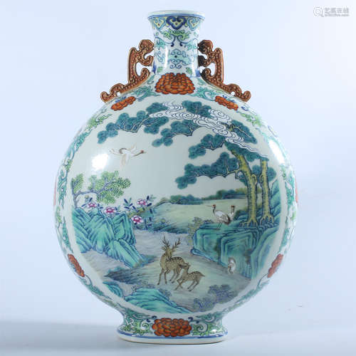 Qing Dynasty Qianlong pastel flat bottle