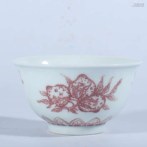 Jiaqing underglaze red cup in Qing Dynasty