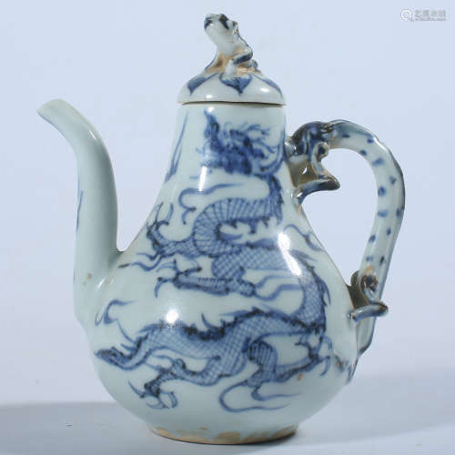 Blue and white teapot of Yuan Dynasty