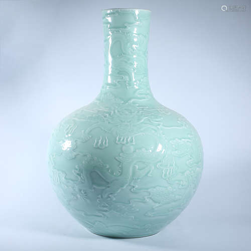 Qing Dynasty Qianlong blue glazed celestial vase