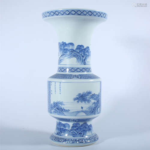 Yongzheng blue and white flower goblet in Qing Dynasty