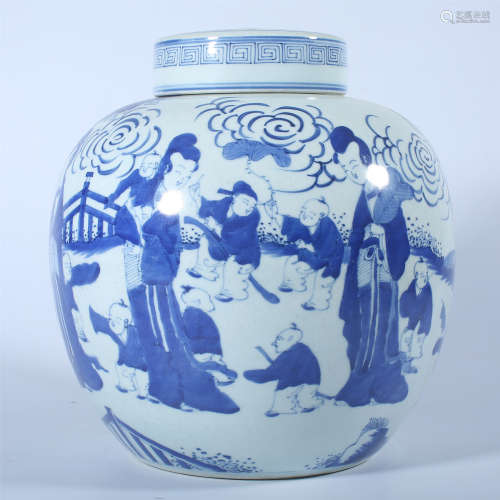 Qing Dynasty blue and white covered pot