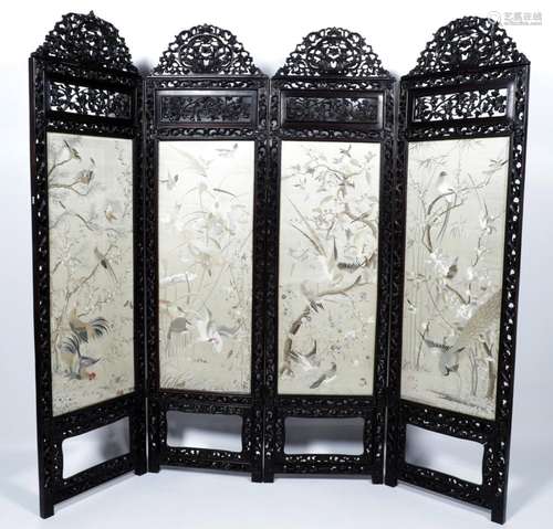 Antique openwork Chinese hardwood room divider, h.250 x w.26...