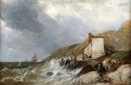 Unknown artist, Storm off the coast of Brittany, oil on canv...