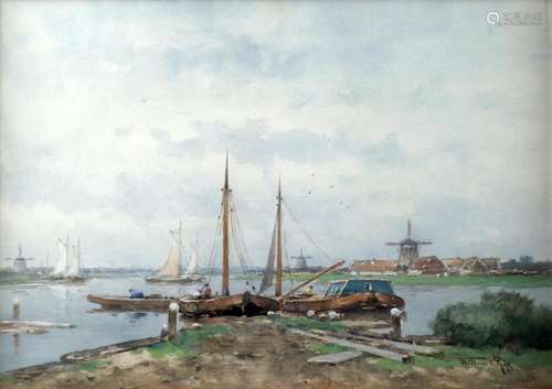 Willem Cornelis Rip, Rotterdam 1856-1922 The Hague, Boats on...