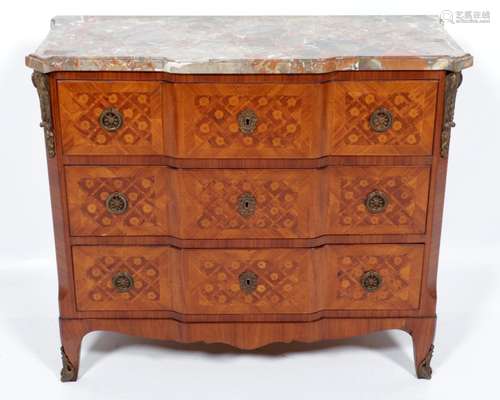 Antique inlaid rosewood organ-curved 3-drawer chest of drawe...