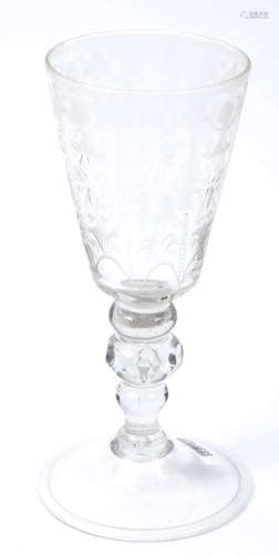 Antique engraved glass, h.18.5 cm