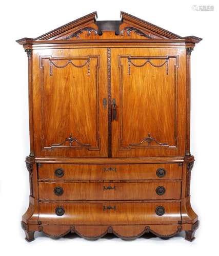 Mahogany Louis XVI cabinet with tympanum hood finished with ...