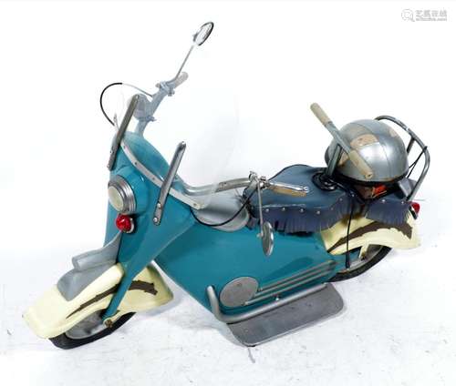 Vintage carousel motorcycle with helmet