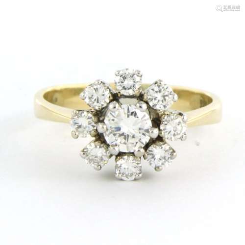 14K bicolor gold ring set with brilliant cut diamond, 0.43 c...