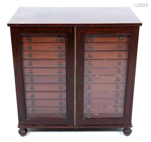 Antique mahogany collector's cabinet, h.92 x w.92 x d.5...