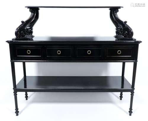 High-gloss black etagère/ sideboard with 4 drawers and curb,...