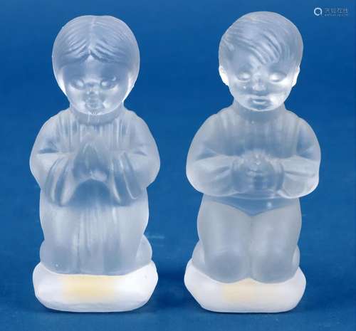 Pair of Goebel satin glass figurines of two praying children...