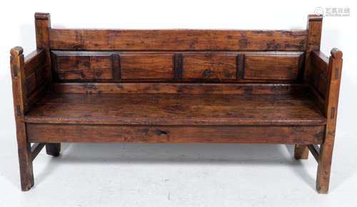 Antique chestnut wooden 3-seater sofa