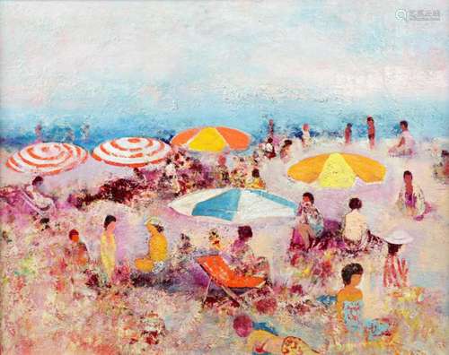 Frits Klein, Bandoeng 1898-1990 Paris, People on the beach, ...