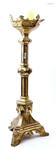 Copper Neo-Gothic 1-light candlestick, h.70 cm.