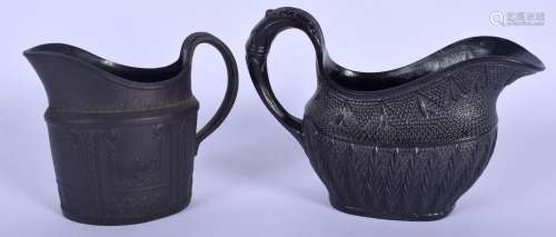 A RARE 19TH CENTURY EASTWOOD BLACK BASALT CREAM JUG decorate...