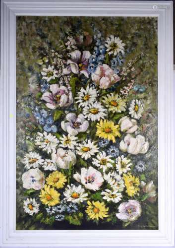 Elizabeth Cameron (20th Century) Oil on board, Flowers. Imag...