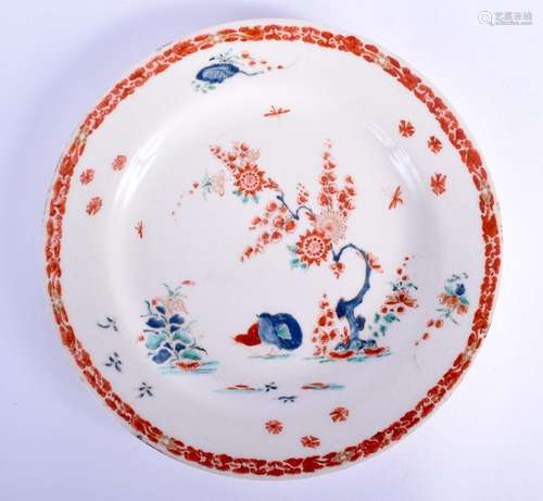 AN 18TH CENTURY BOW TWO QUAIL PATTERN PORCELAIN PLATE painte...